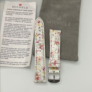 Michele Floral Strap - White and Pink Patent Leather, size 18